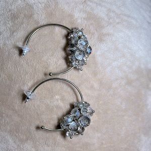 NWOT Elegant Crystal cut beaded 3/4 hoop post earrings.